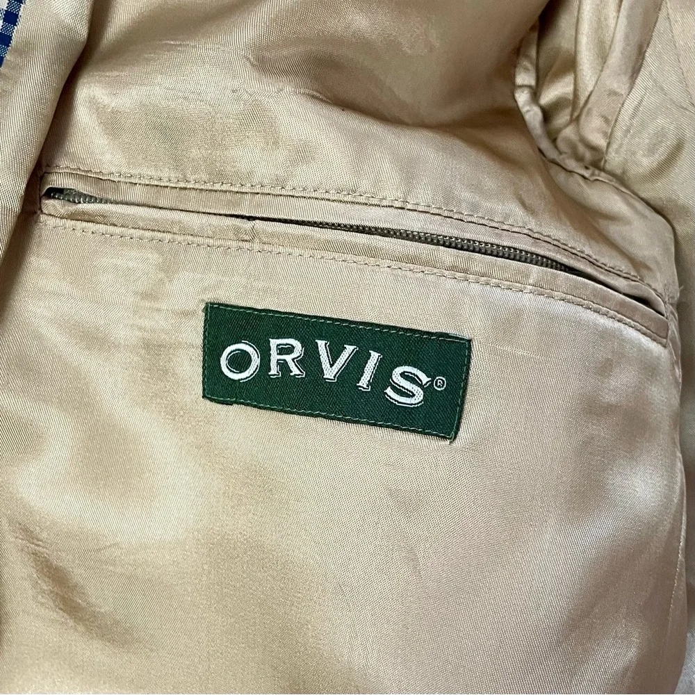 Orivs Classic Blue and Tan Gingham Three-Button Sport Coat Blazer Size 38R - Picture 11 of 16